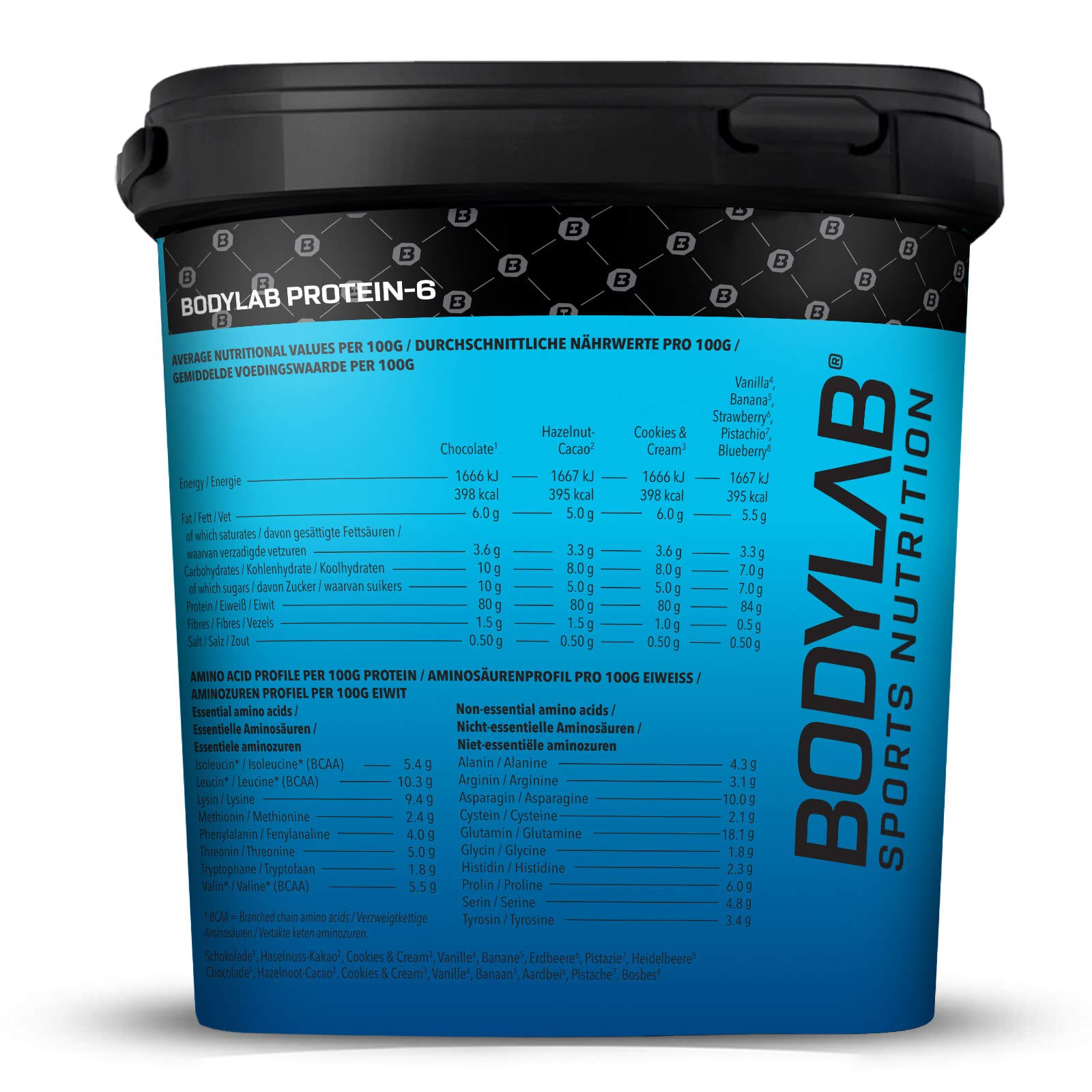 Bodylab24 Białko - 6 wanilii 2 kg/wieloskładnikowe białko waniliowe, białko w proszku z 6 wysokiej jakości źródeł białka/shake proteinowy do budowy mięśni