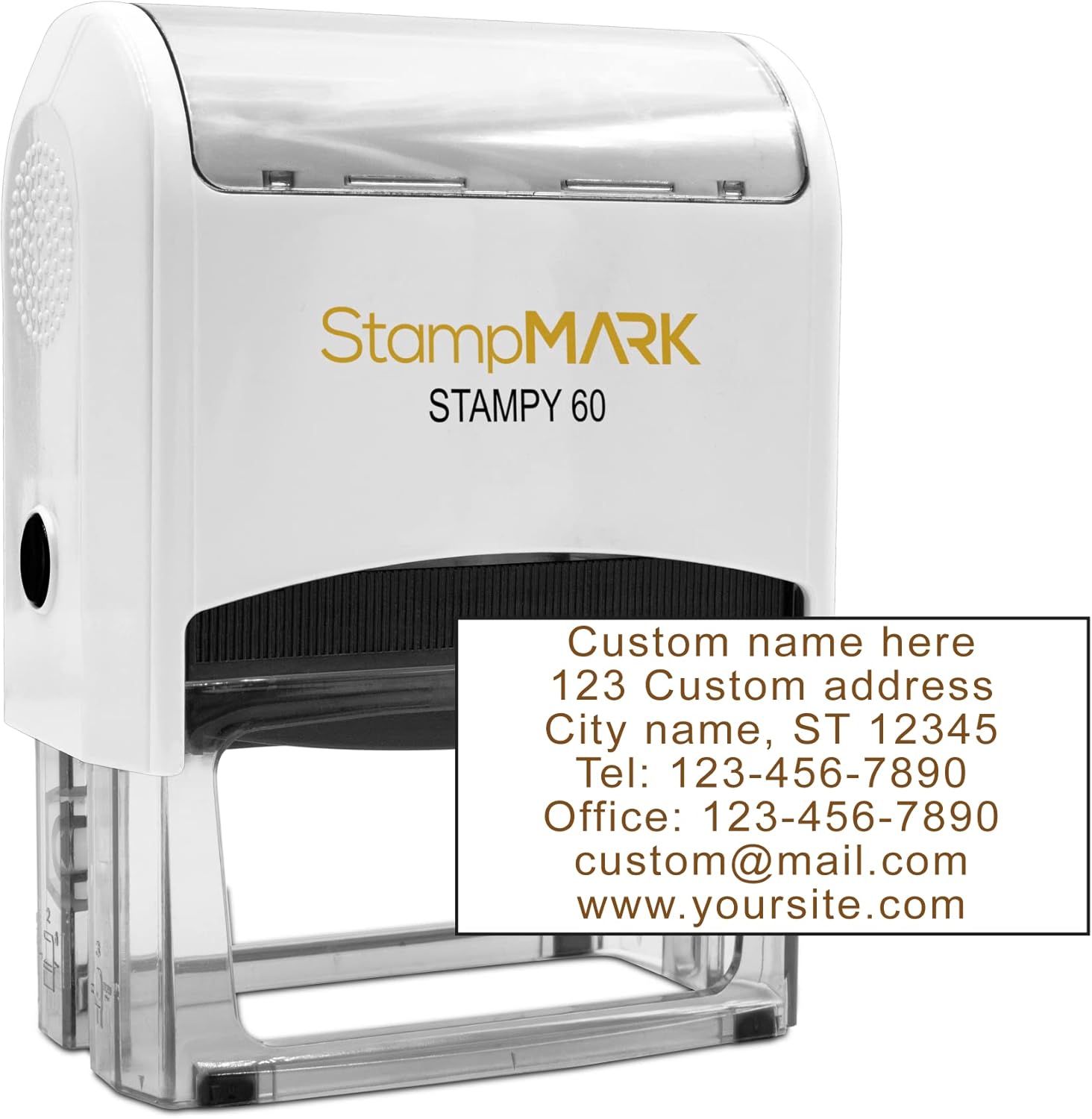 カスタマイズオフィスセルフインクスタンプ - 7行 - XXL - 15種類のインク色から選択