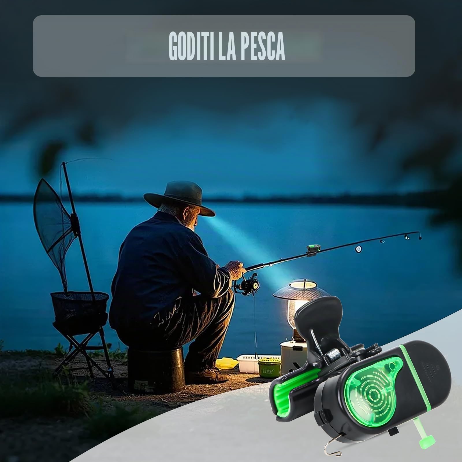 2 indicatori di morso per pesca, 2025, allarme per canne da pesca con luce a LED e suono, adatto per bastoncini da pesca, sensore di morso portatile