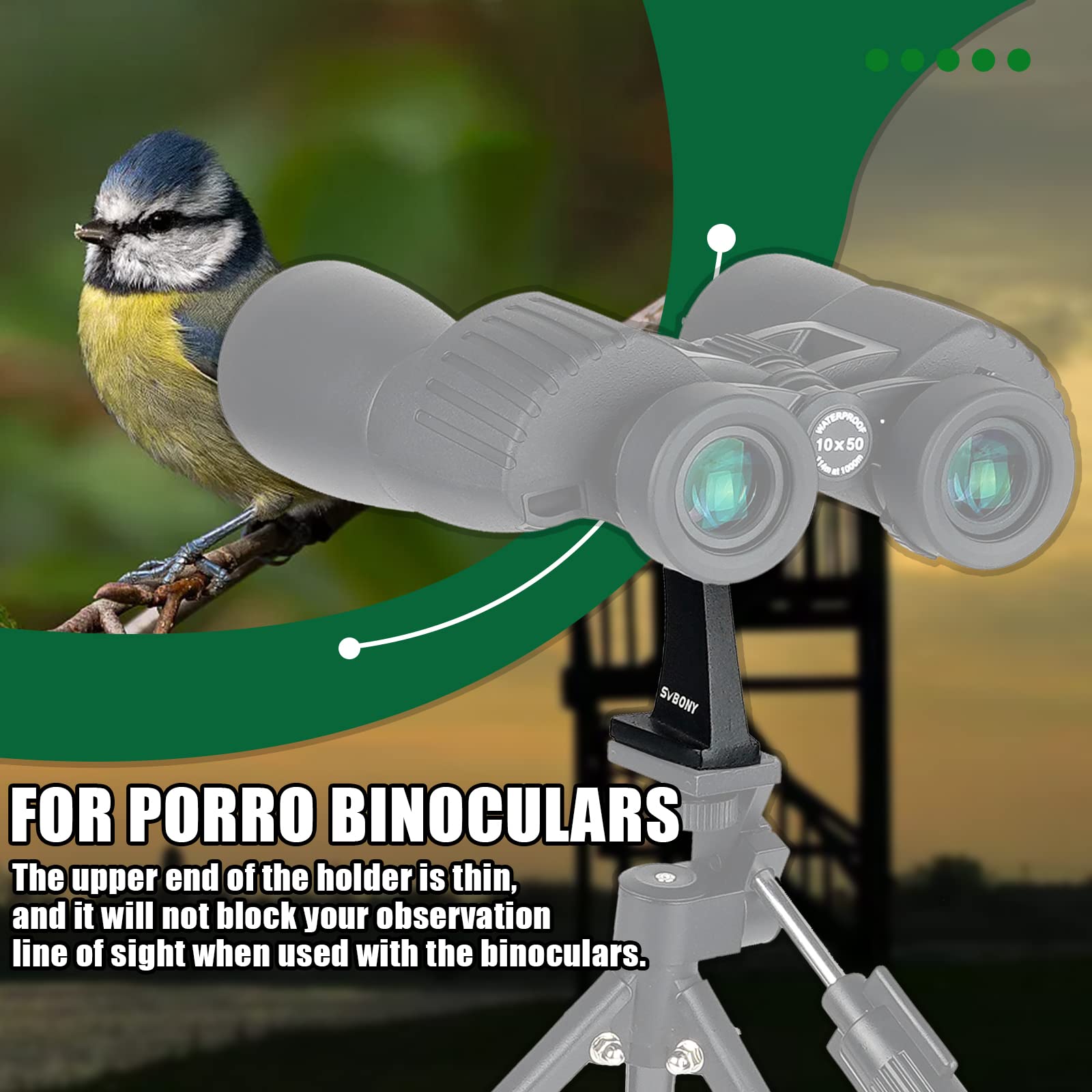 Svbony Adattatore Treppiede 1/4 inch Completamente in Metallo Binocolo Treppiede Adattatore per Bird Watching Osservazione della Fauna Selvatica (0.7cm)