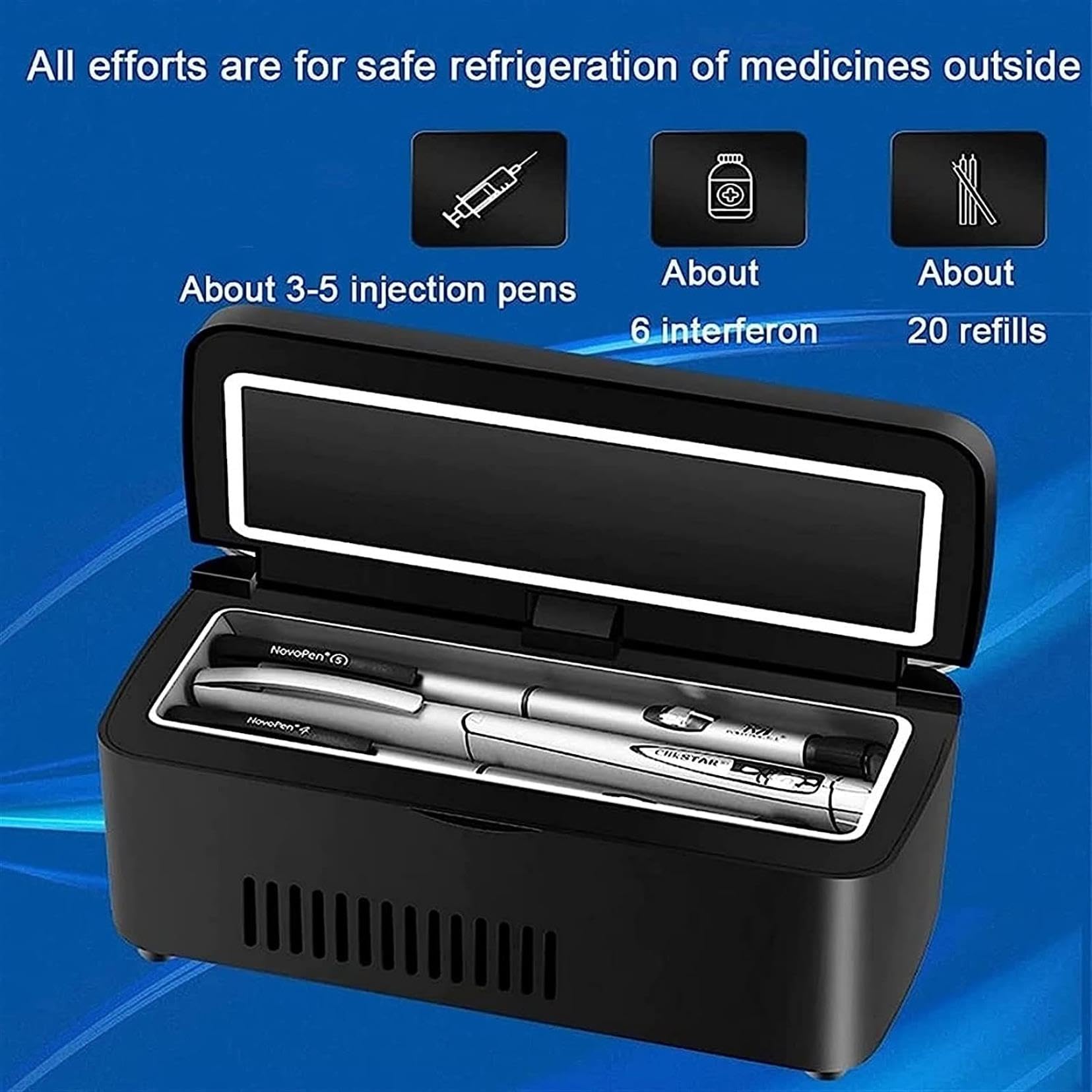 XENITE Glacière à insuline de Voyage, réfrigérateur à médicaments et Refroidisseur à insuline for Voiture, Maison, Plusieurs Modes de Charge