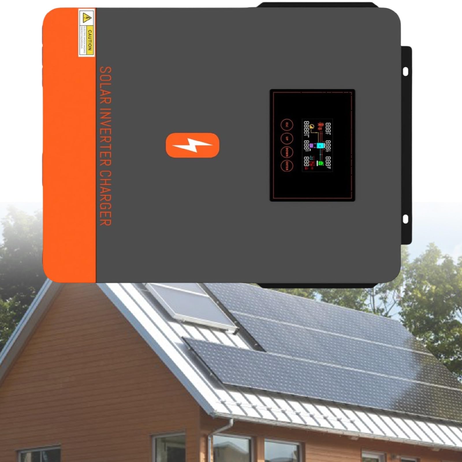 Inverter Solare Ibrido 4200/6200W 24/48V CC A 230V Ca, Inverter Monofase A Onda Sinusoidale Pura con Regolatore Mppt 120A,4200W
