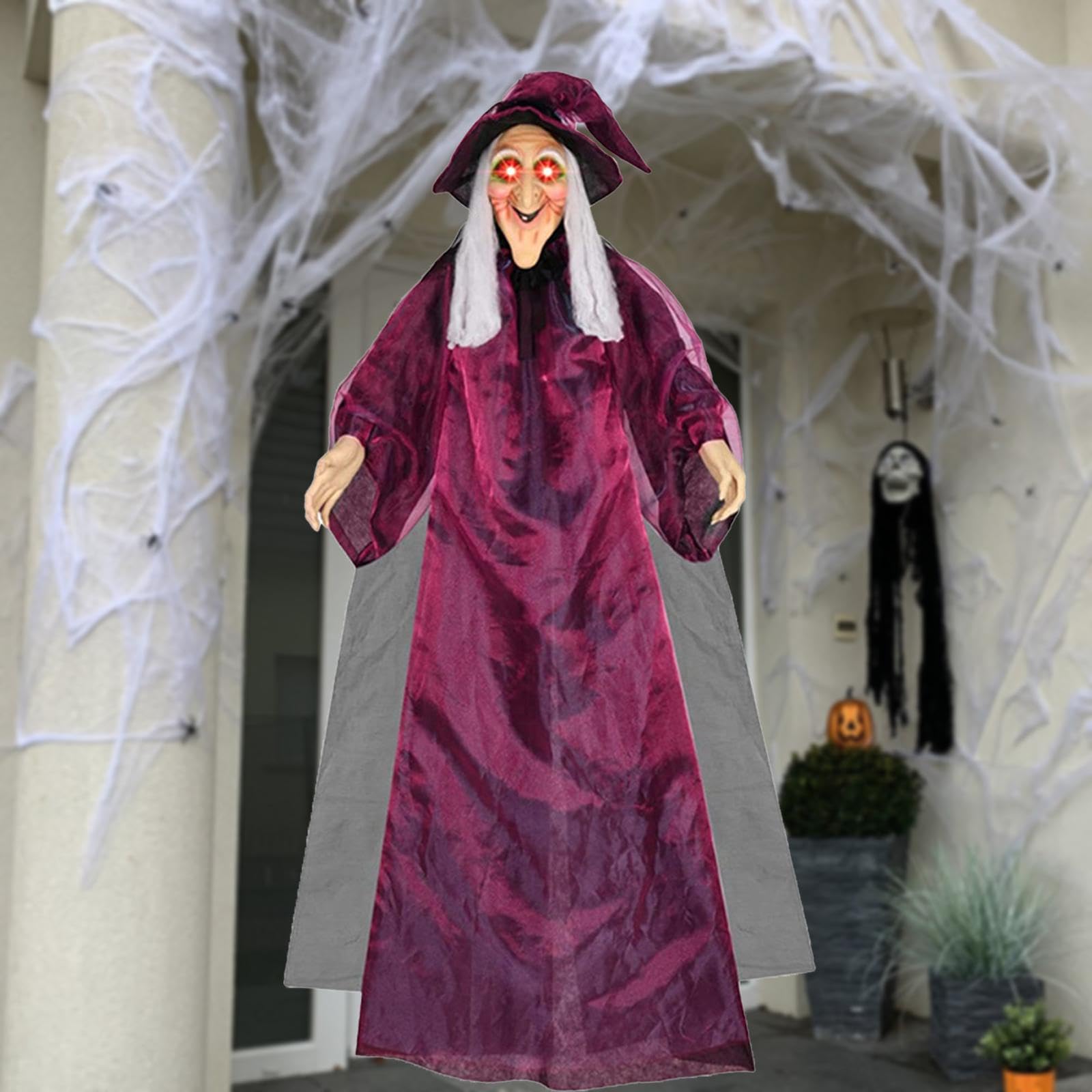 Perfeclan Strega Animata sospesa Decorazione di Halloween Suoni spettrali 70 Pollici a grandezza Naturale Multiuso Casa stregata Prop per labirinti Spaventosi,