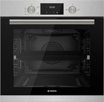 Teknix BITK264GSX 60cm Built-In Gas Oven   Integrated with 63L Capacity - LPG Convertible - Digital Timer Display - Double Glazed - Soft Close - Stainless Steel, W59.5 x H59.5 x D55.0 cm [Energy Class A]