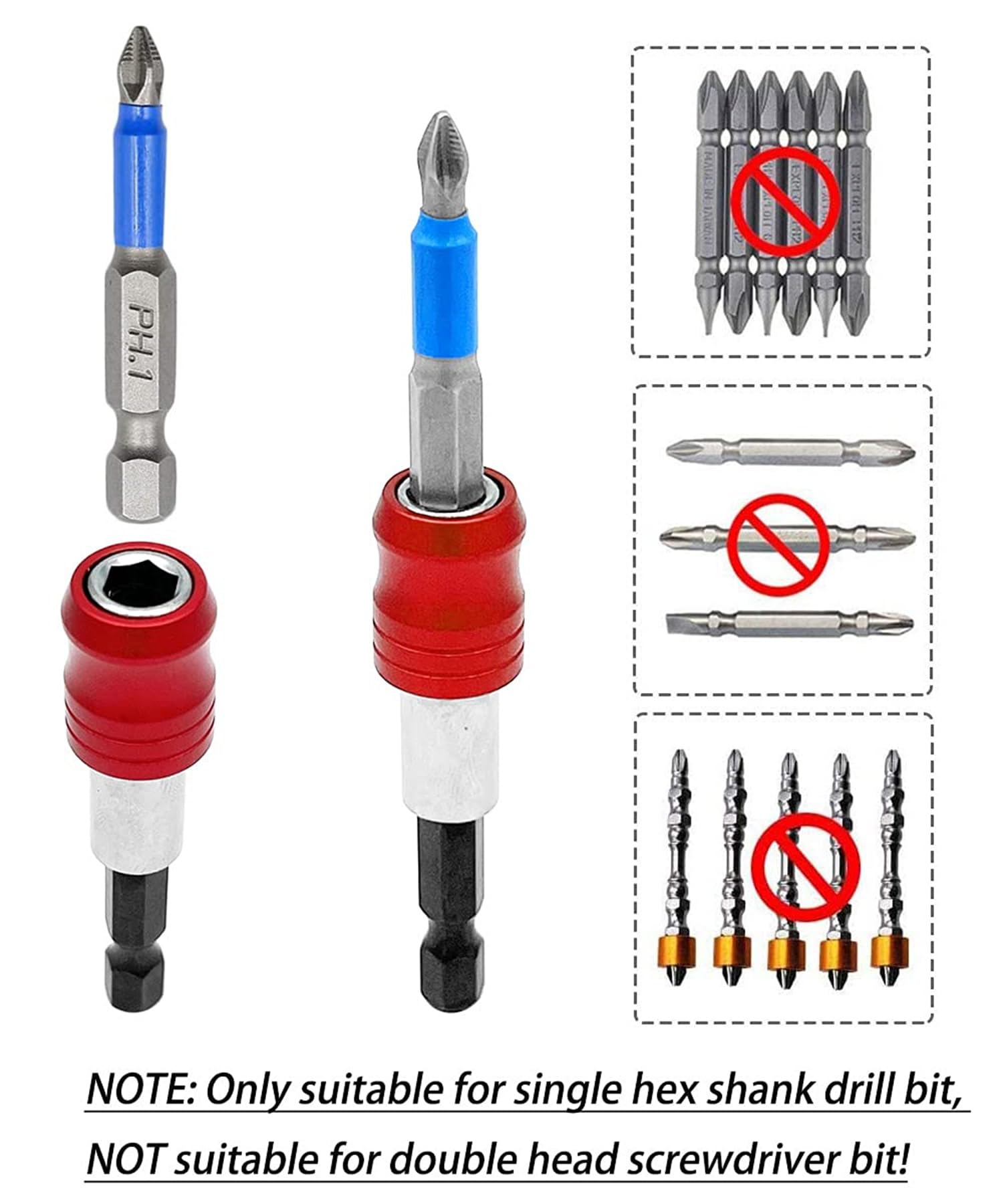 Set 3 Portainserti Magnetici Per Avvitatore - 60/100/150mm Con Arresto Profondità - Foto 4