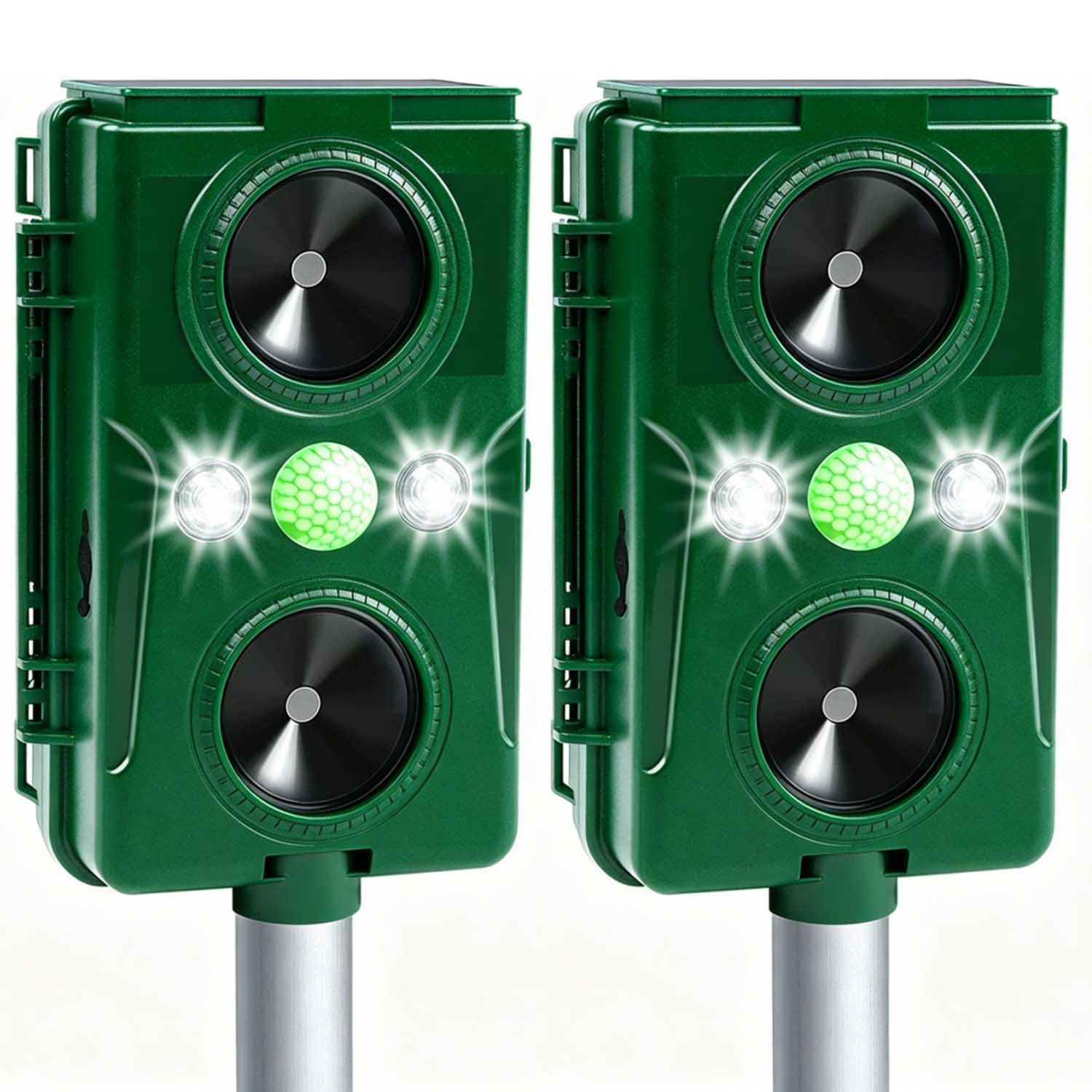 2x Repellente per Gatti Repellente Ultrasuoni Frequenza Regolabile Impermeabile energia solare ricarica ultrasuoni Dissuasore per Piccioni/Uccelli/Cani/Gatti/Topi/Volpi