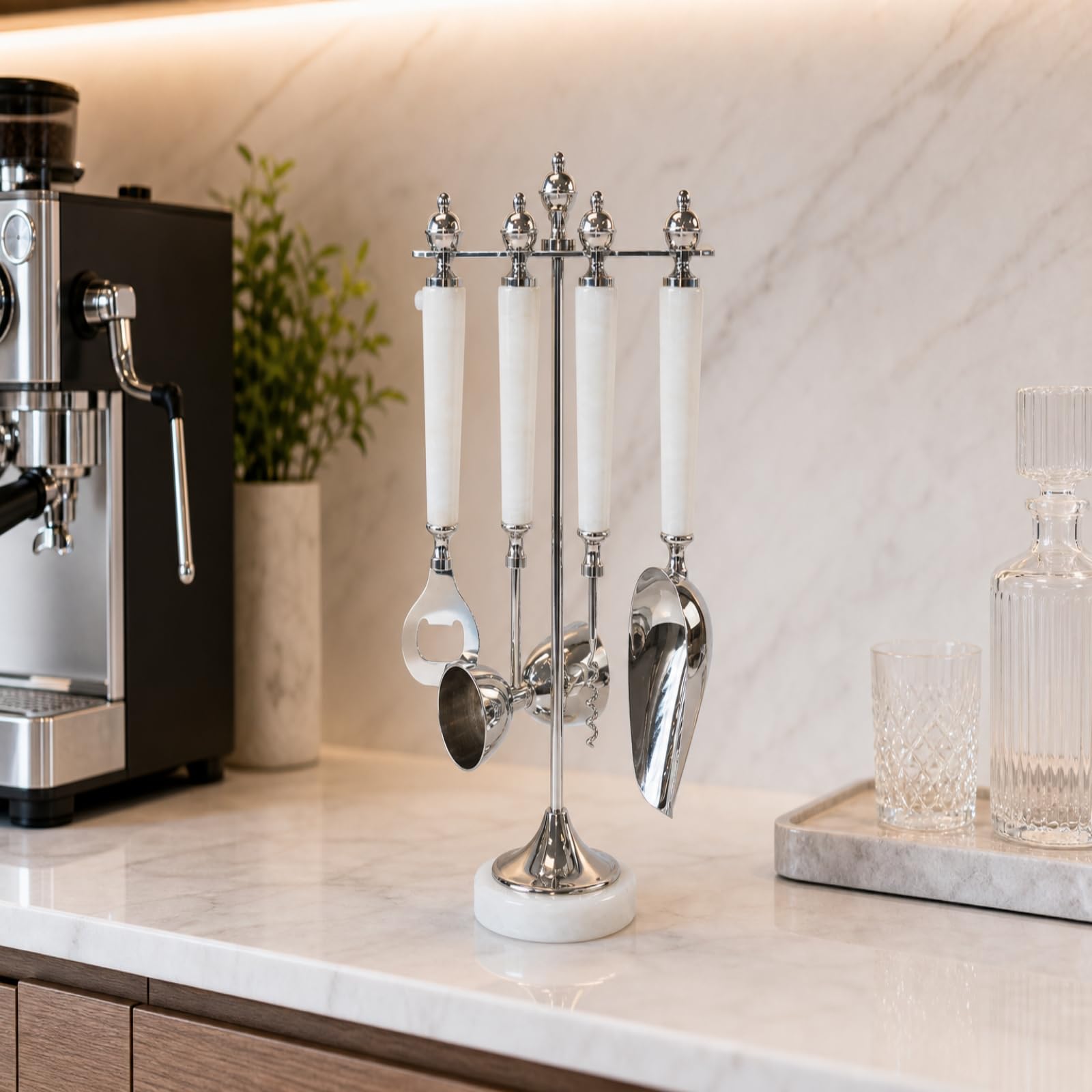Qianly Barkeeper-Werkzeugständer platzsparend Set-Halter kompakt Barzubehör-Halter für Hausbar , Modern, Minimalistisch, Mit Jade-Optik