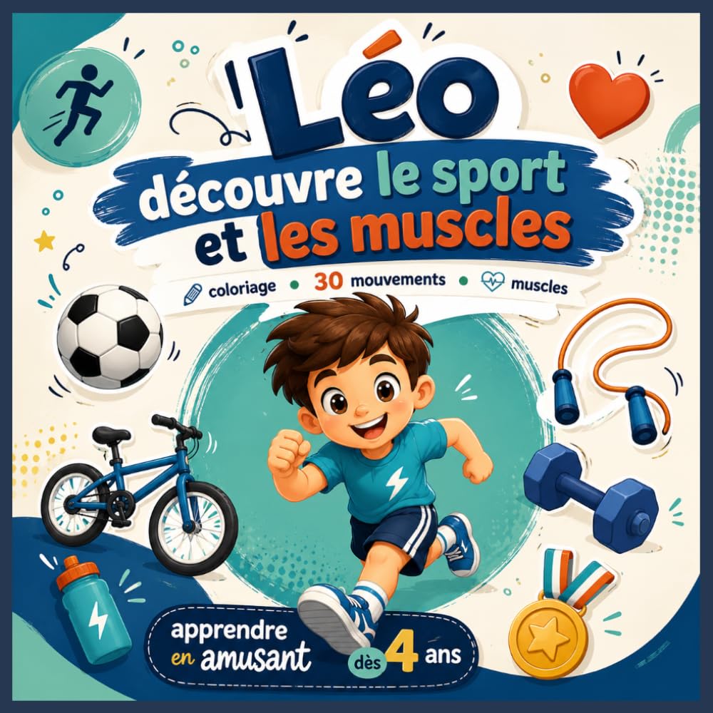 Léo découvre le sport et les muscles: coloriage • 30 mouvements • muscles (Les aventures de Léo)