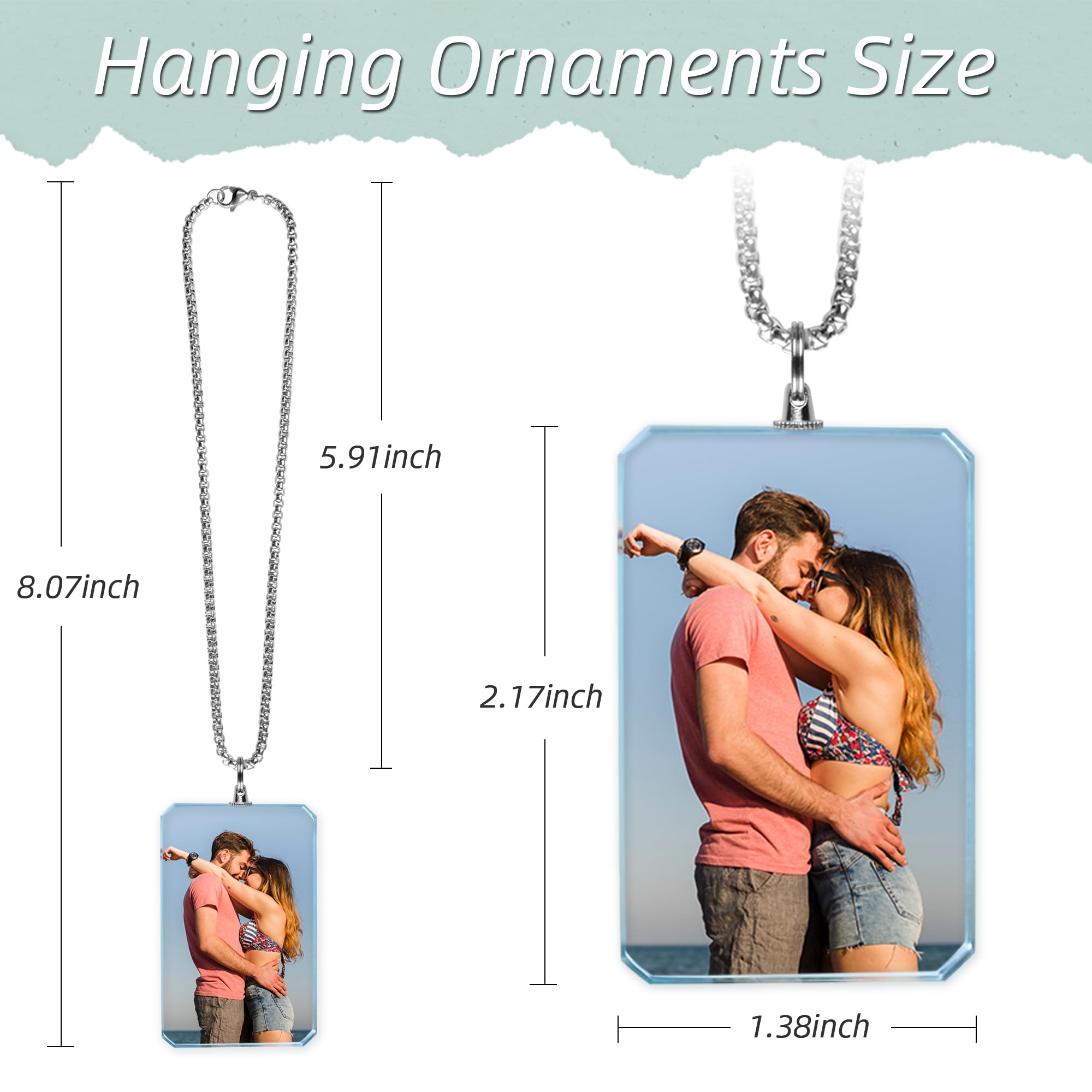 TEQUAN Custom Photo Car Rear View Mirror Crystal Hanging Ornament Decor Personalized Picture Car Rearview Mirror Pendant Charm — view 3