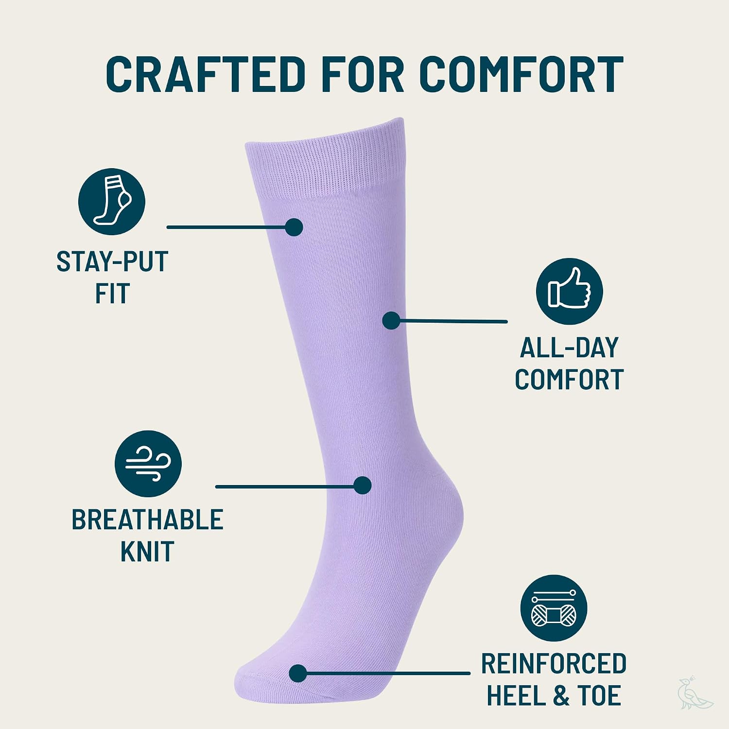No Cold Feet Men’s Purple Dress Socks – Classic Soft Crew Dress Socks, All-Day Comfort for Work, Business or Weddings