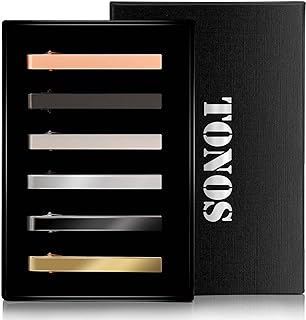 Tie Clips for Men, 6 PACK Tie Clip Set with Elegant Gift Box- - Matte & Shiny Tie Clip Black, Silver, Gold Tie Bar Tie Pinch Tie Clasp for Father’s Day Gift Wedding Anniversary, Business, Meeting and Daily Life