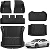 3W Floor Mats and Boot Liner for Tesla Model 3 2021-2023 6-Piece Set TPE All-Weather Tailored Floor Mats and Boot Mats Complete Set Tesla Model 3 2021-2023 Car Floor Mats Accessories
