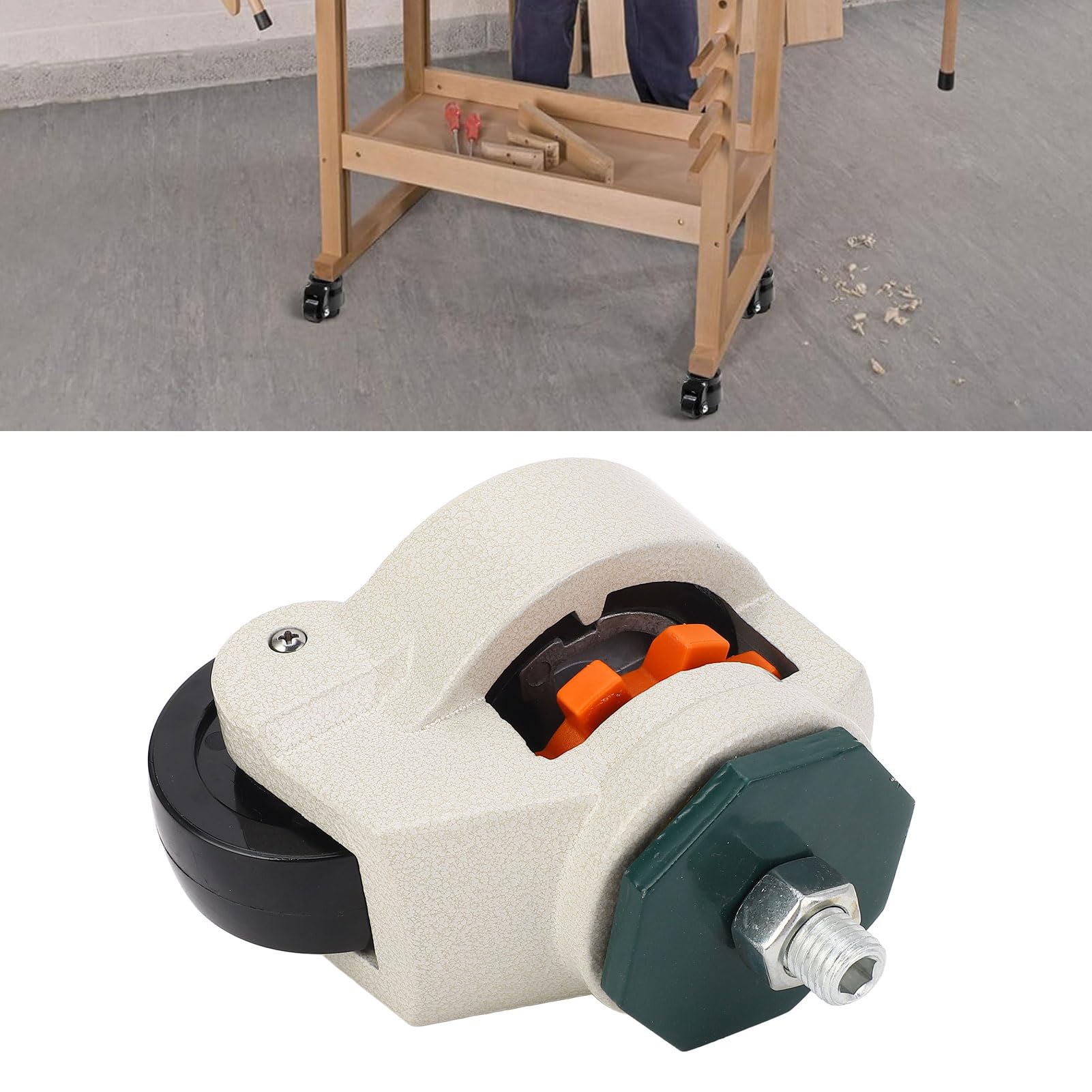 Fafeicy Nivellierende Lenkrolle, 75mm, M16 Gewinde, Höhenverstellbar, Gummibasis, für Werkbank und Schrank