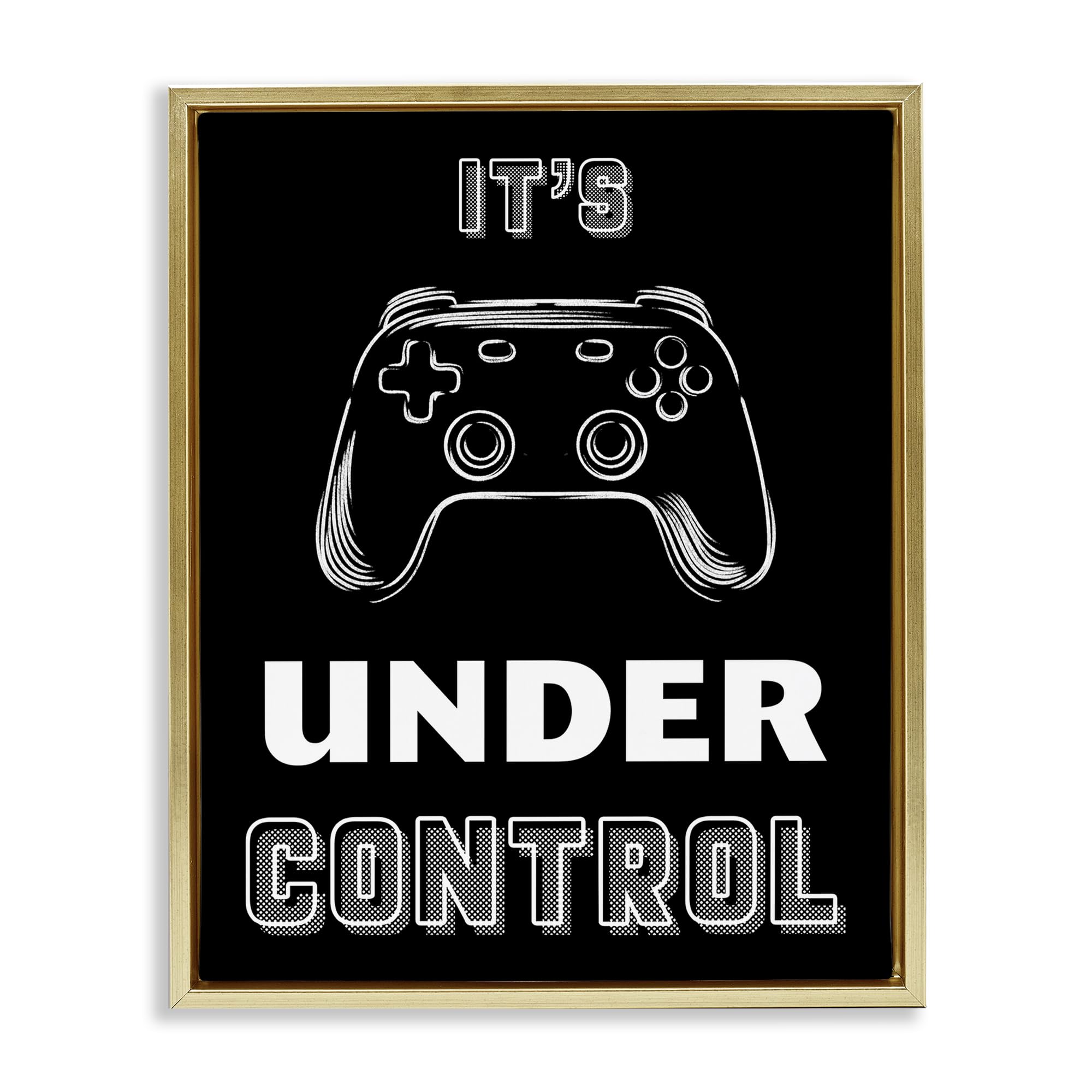 Stupell Industries 'Under Control Gamer', Floating Frame Canvas Art, Gold, 17 x 21 Inches, Easy to Hang and Sturdy, Made in USA, by Marcus Prime