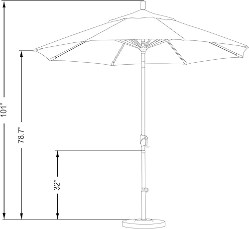 Miniatura 5 de California Umbrella GSPT908302-FD12 Mercado redondo de aluminio de 9 pies, manivela elevadora, botón de inclinación, poste negro, sombrilla de patio