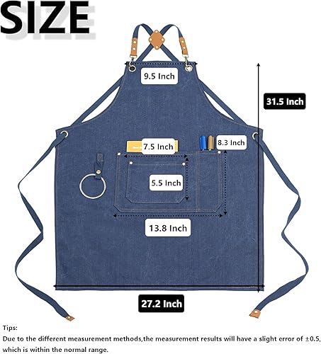 Miniatura 3 de Delantales de lona para mujeres y hombres, delantal de chef personalizado, para taller, cocina, carpintería, jardinería, camarero