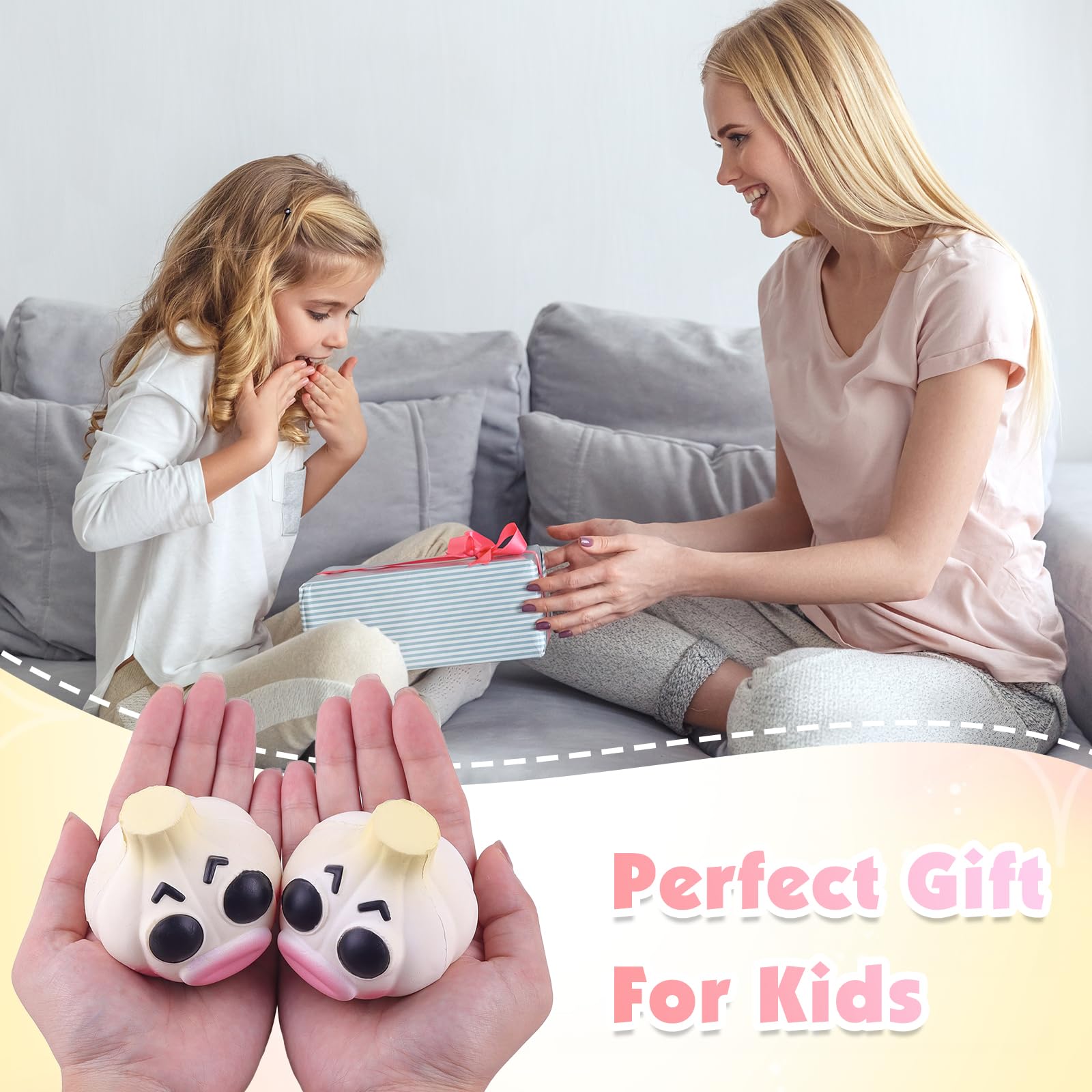 Anboor Kawaii, zestaw 2 zabawek czosnkowych, zapachowych, powoli amortyzujących piankowych quishies, zabawki redukujące stres dla dzieci, nastolatków i dorosłych