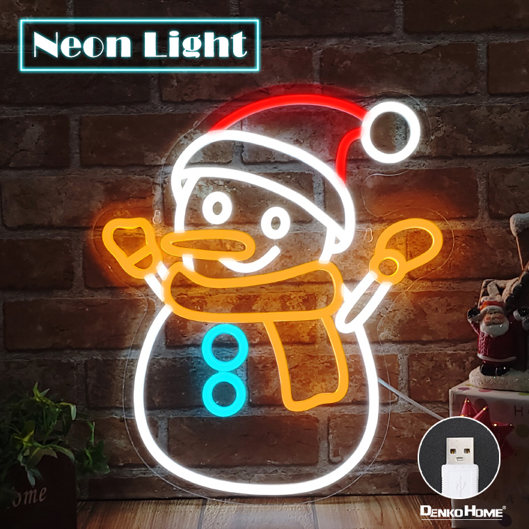 Amazon.co.jp : バラエティ本舗 LED ネオンサイン 雪ダルマ スノーマン