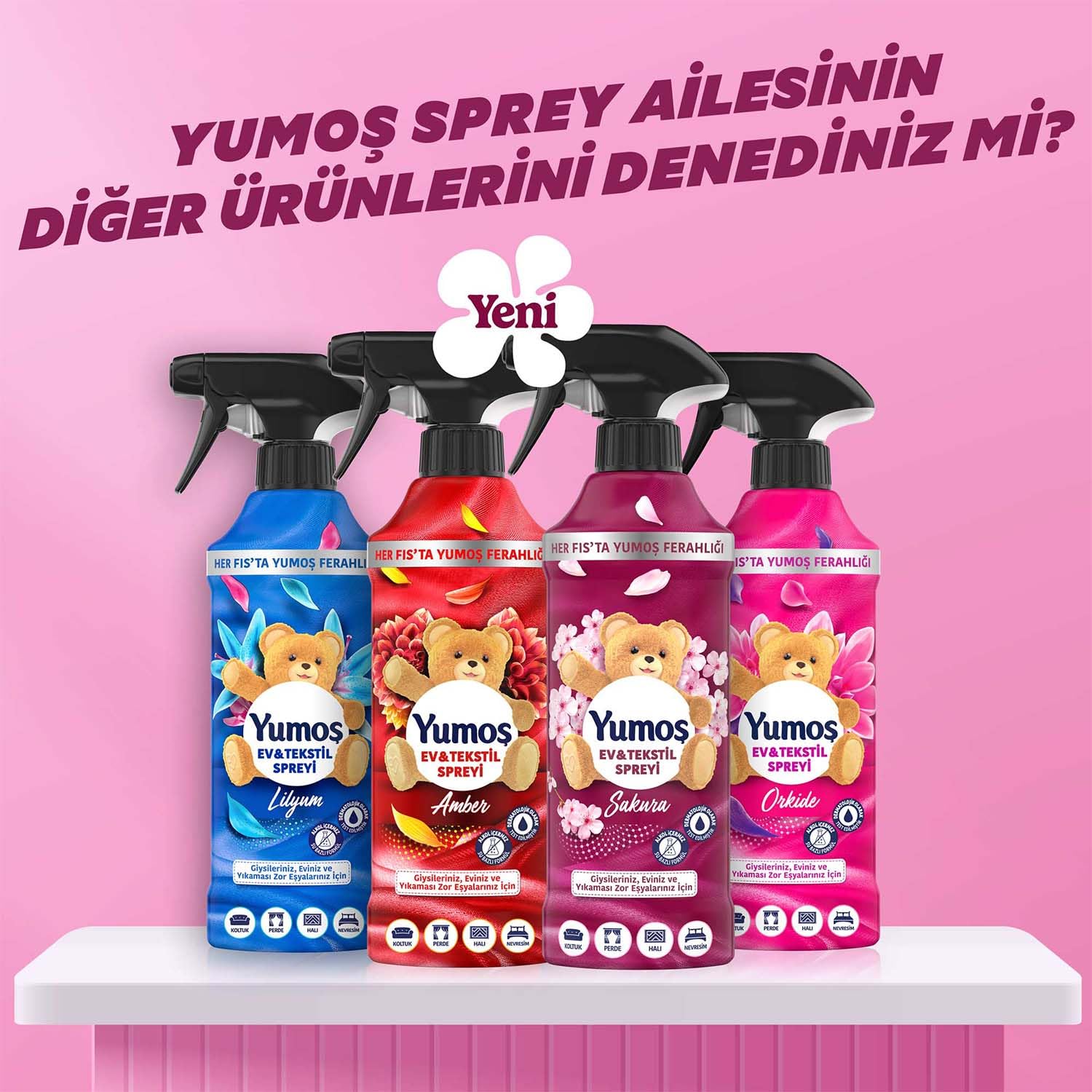 Yumoş Ev ve Tekstil Spreyi Lilyum Yıkanması Zor Eşyalar İçin 450 ml