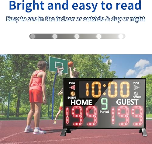 Vista 4 de YZ Bigger LED Digital Scoreboard, Portable Basketball Scoreboard with Timer Clock, Electronic Scoreboard with Remote, Tabletop Scoreboard Clock