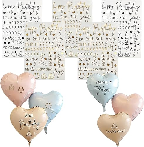 Calcomanía de globo de feliz cumpleaños, decoración de fiesta Bobo, 5 piezas de letras y números, calcomanías de globos de cumpleaños DIY para