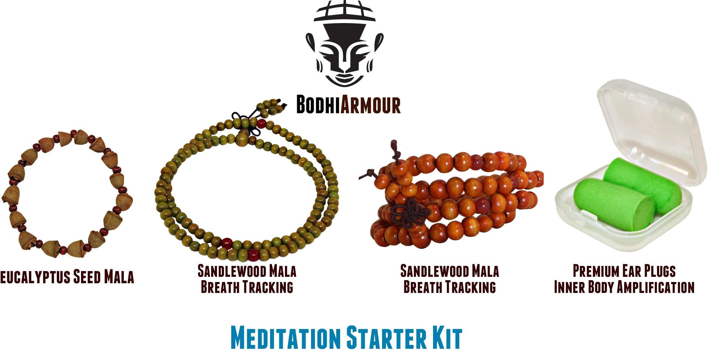 Meditation Mala Bracelet Kit with Course Includes Meditation Beads Bracelet, a Mala Bracelet, and a Bodhi Seed Bracelet (Brown Sandlewood Meditation Wrap)
