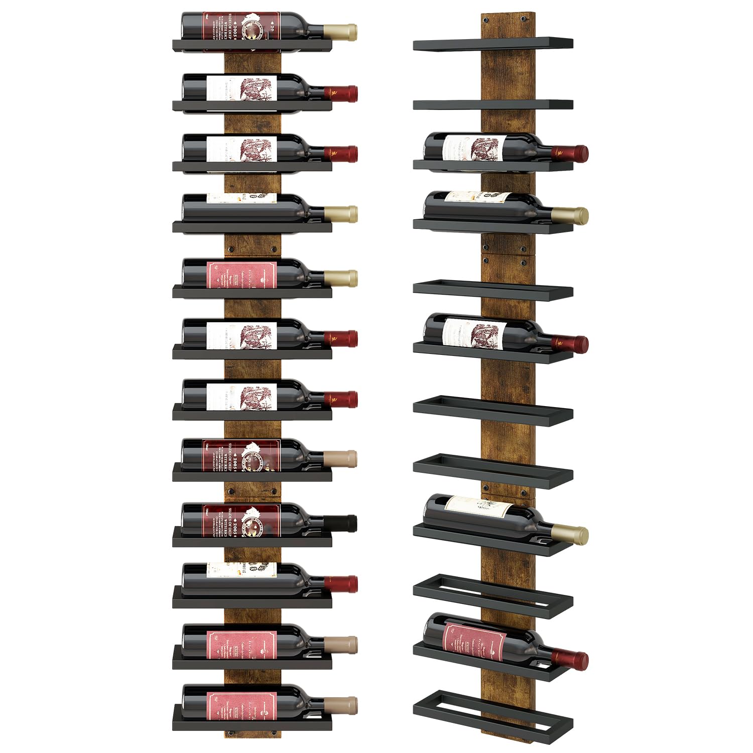 Étagère à vin murale IBUYKE marron, rangement bois pour 12 bouteilles