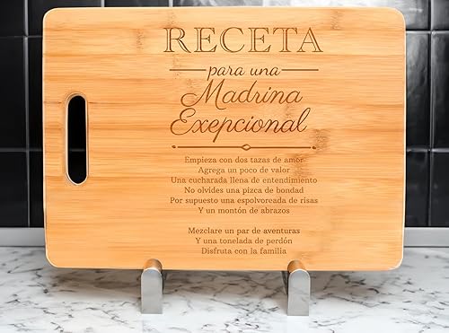 Miniatura 3 de Godmom Gifts Receta Para Una Madrina Exepcional Madrina Regalos Gran Rectángulo Tabla de cortar de bambú