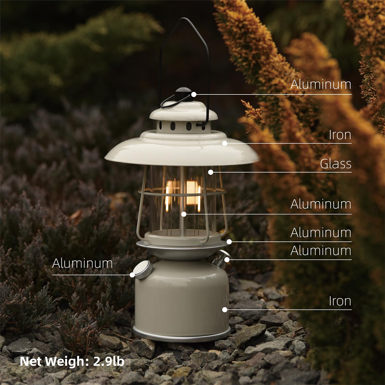 Lanterna da campeggio a LED classica in metallo, stile retrò, batteria ricaricabile da 6500 mAh, durata 17-500 ore, grande lanterna da appendere dimmerabile, luce da campeggio vintage con gancio per