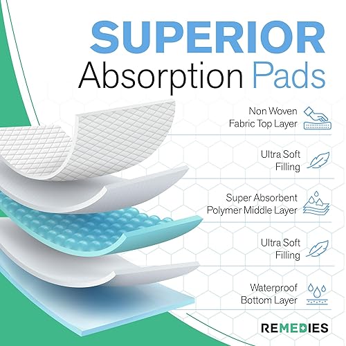 Miniatura 3 de REMEDIES Underpads - Protección de cama desechable súper absorbente grande 30 x 36 pulgadas 300oz 011oz de SAP 50 unidades