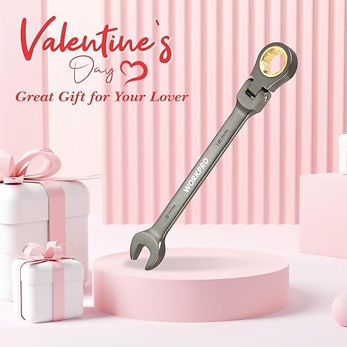 Miniatura 2 de WORKPRO Llave de combinación de trinquete de cabeza flexible de 18 mm, construida en Cr-V, niquelada, 72 dientes, diseño de 12 puntas, métrica