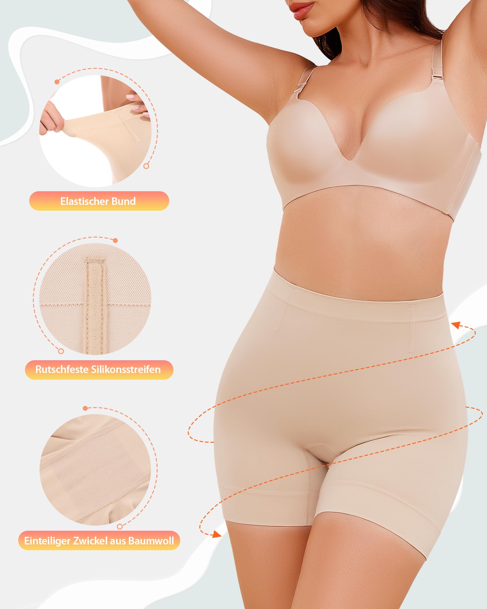 SIMIYA Shapewear - Mutande da donna a vita alta, per controllo della pancia, senza cuciture, con gamba, per donne