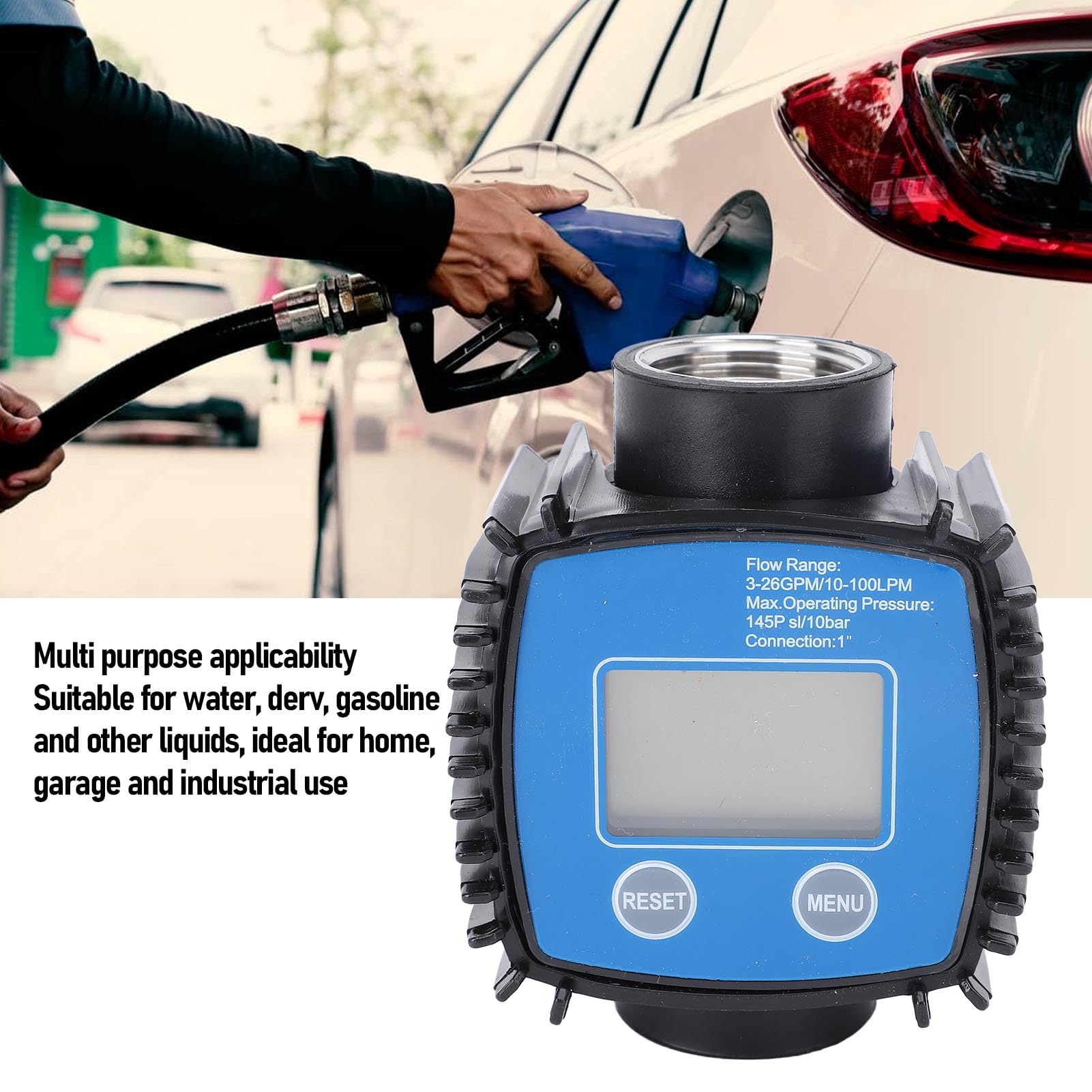 KIMISS Contalitri Digitale da 32 Mm per Acqua, Gasolio, Benzina - 120 L/min, 20 Bar, Ideale per Uso Domestico e Industriale