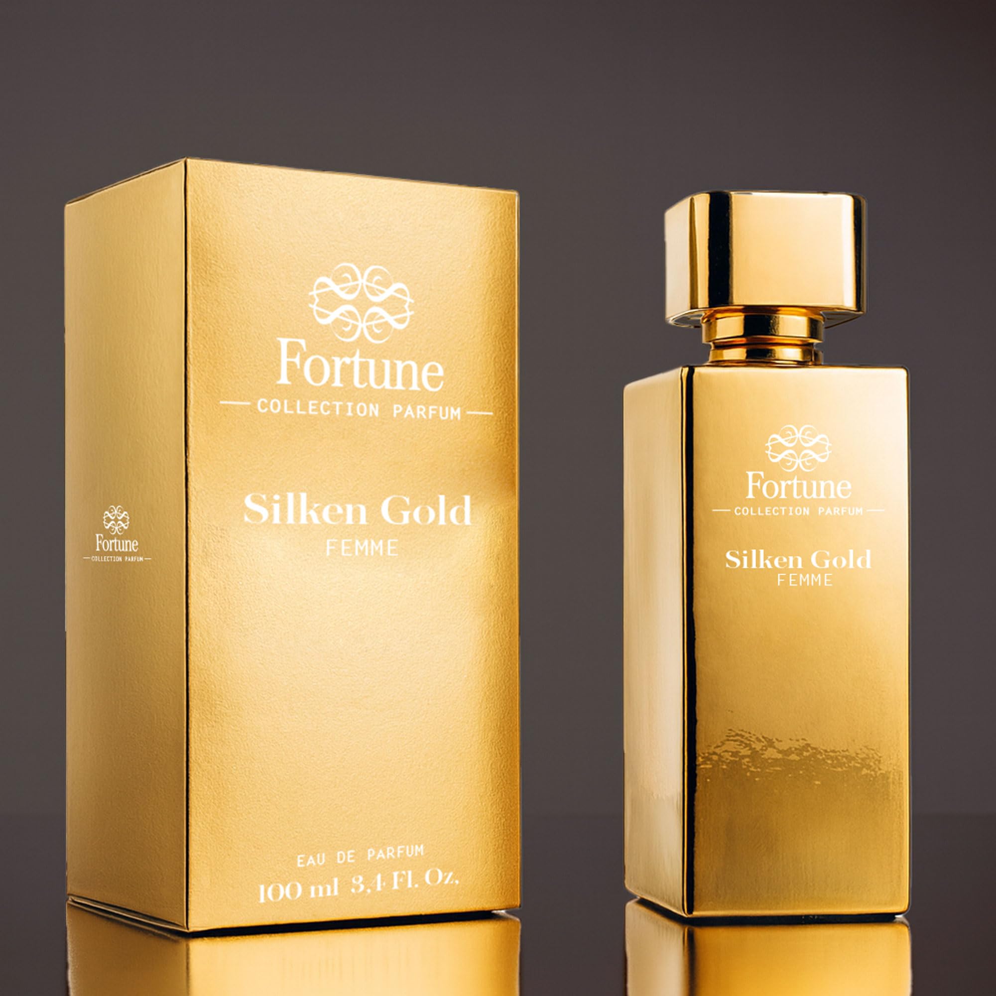 FORTUNE Celestial Luxe & Silken Gold - Eau de Parfum para Mujer 100 ml cada uno (Set de 2) | Fragancias Sofisticadas y Duraderas