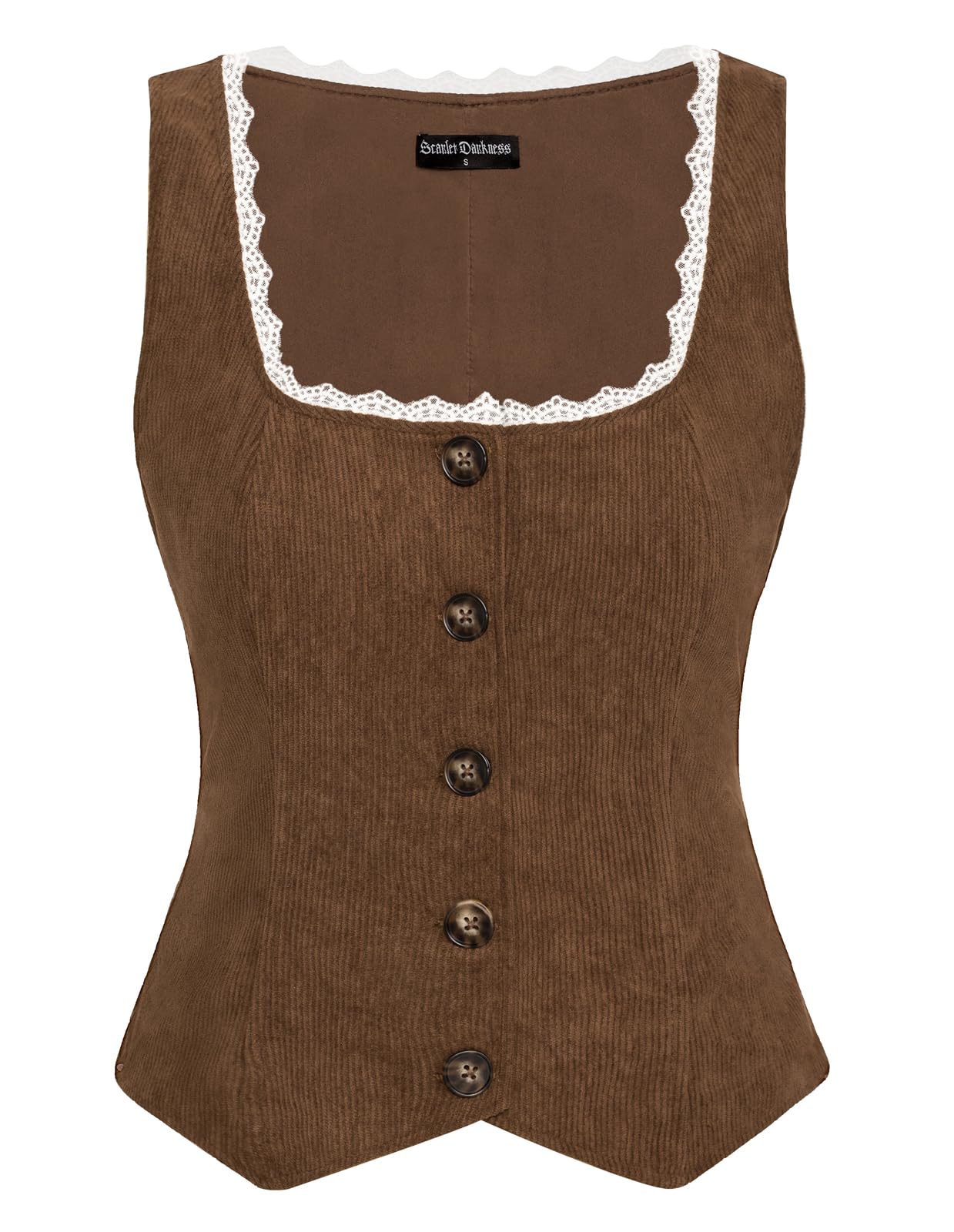 Scarlet Darkness Women Renaissance Corset Vintage Button Down Corduroy Pirate Waistcoat Vest