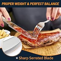 Vista 5 de Juego de cubiertos, juego de 40 piezas de cubiertos de acero inoxidable premium para 8, juegos de cubiertos de acero inoxidable de alta resistencia