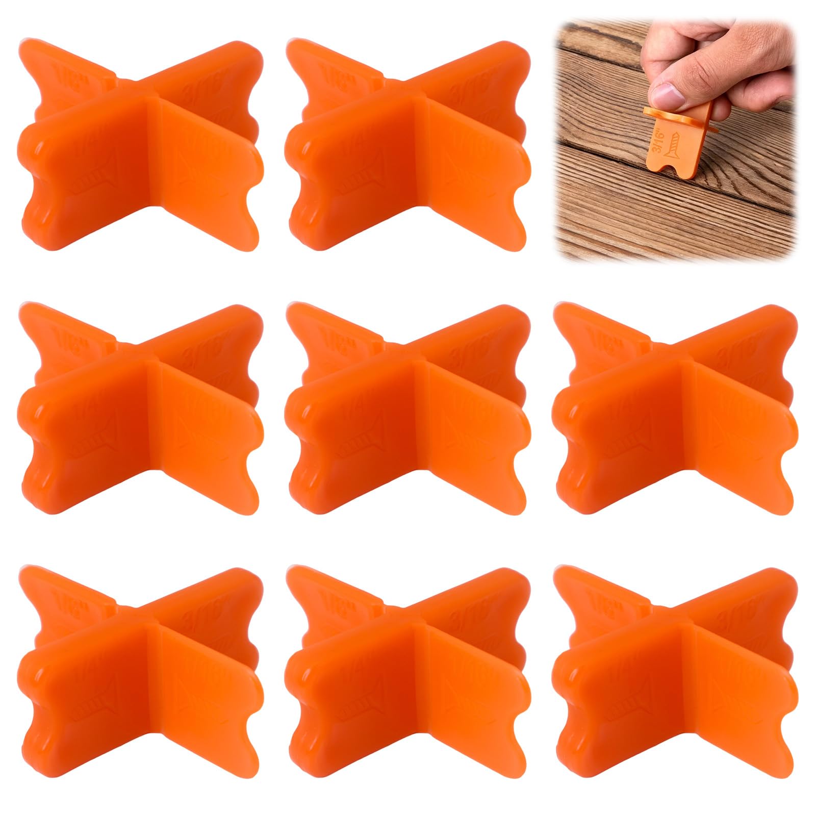 8 Pcs Decking Spacers, Multi-Size 1/16" 1/8" 3/16" 1/4" Deck Board Spacers