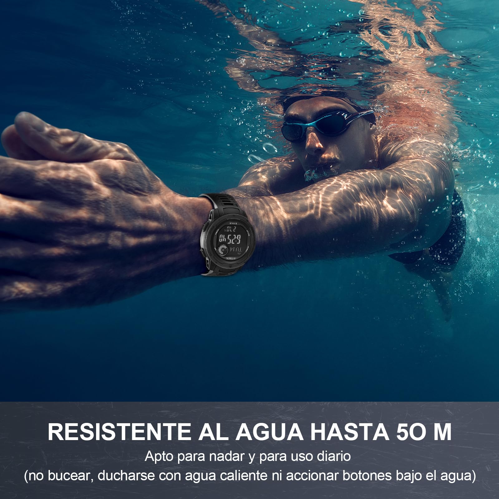 AVTREK Reloj Deportivo Digital Impermeable para Exteriores | Reloj Militar con podómetro, altímetro y brújula Hombres, Mujeres y Adolescentes