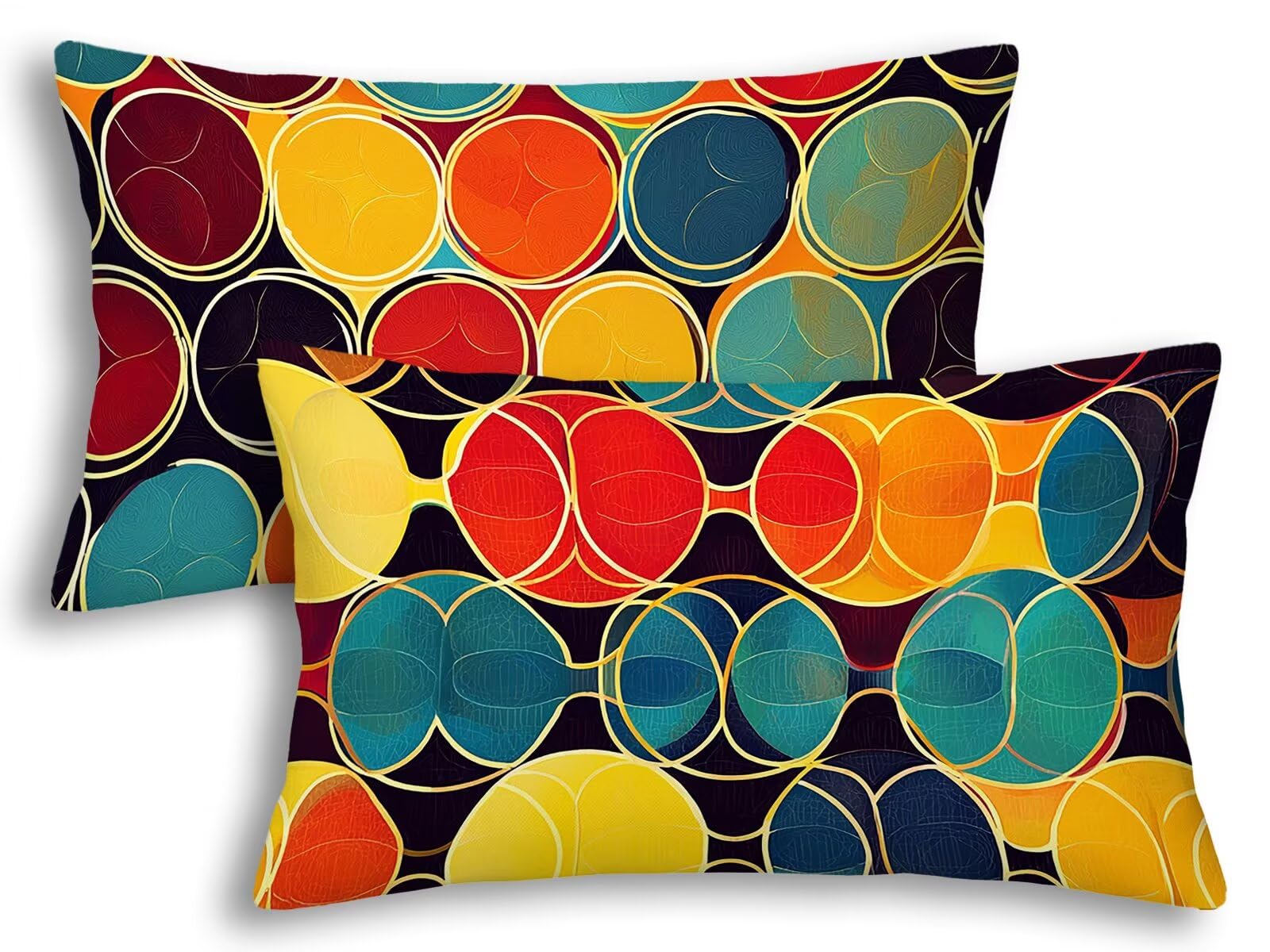 Housse coussin extérieur imperméable 40x80 lot de 2 taies rectangulaires au motif abstrait jardin