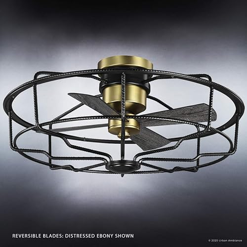 Miniatura 5 de Urban Ambiance Ventilador de techo de lujo para interiores, tamaño pequeño 15.3 pulgadas de alto x 32.9 pulgadas de ancho, con elementos de estilo
