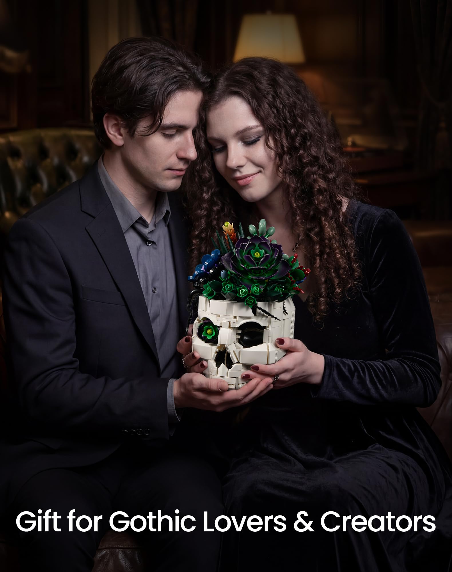 Juego de construcción de macetas de calavera suculenta, kit de construcción de colección de macetas de esqueleto botánico, plantas de terror, decoración de mesa para el hogar, oficina