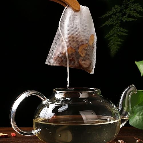 Miniatura 5 de Fenshine 400 bolsas de filtro de té desechables vacías bolsas de té de algodón con sello de cordón para infusores de té para hojas sueltas, verde