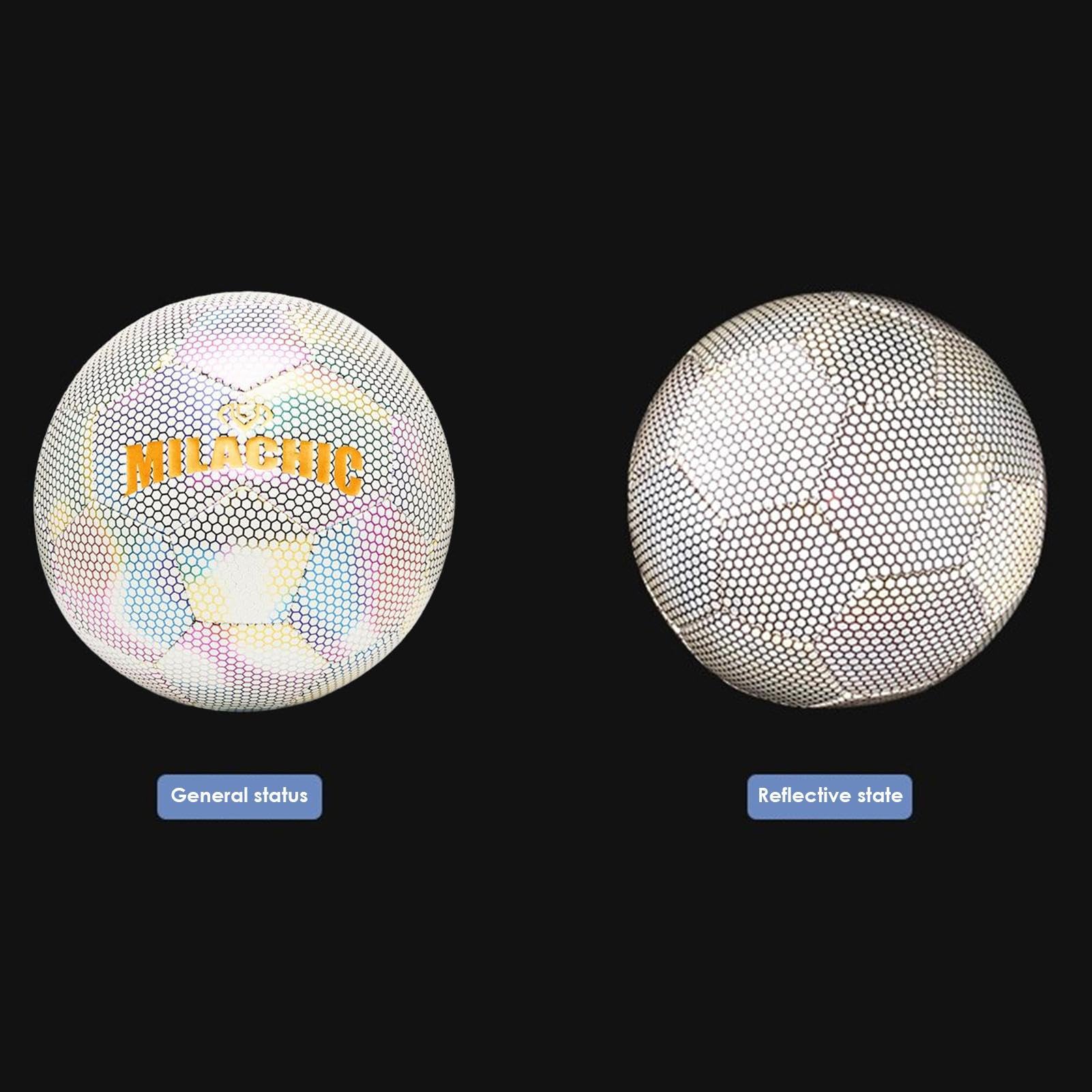 Pallone da Calcio Riflettente Illuminato, Pallone da Calcio | Luminoso per Bambini, Palloni da Calcio Luminosi Riflettenti Portatili, palloni da Calcio Luminosi per Adulti, Ragazze, Bambi