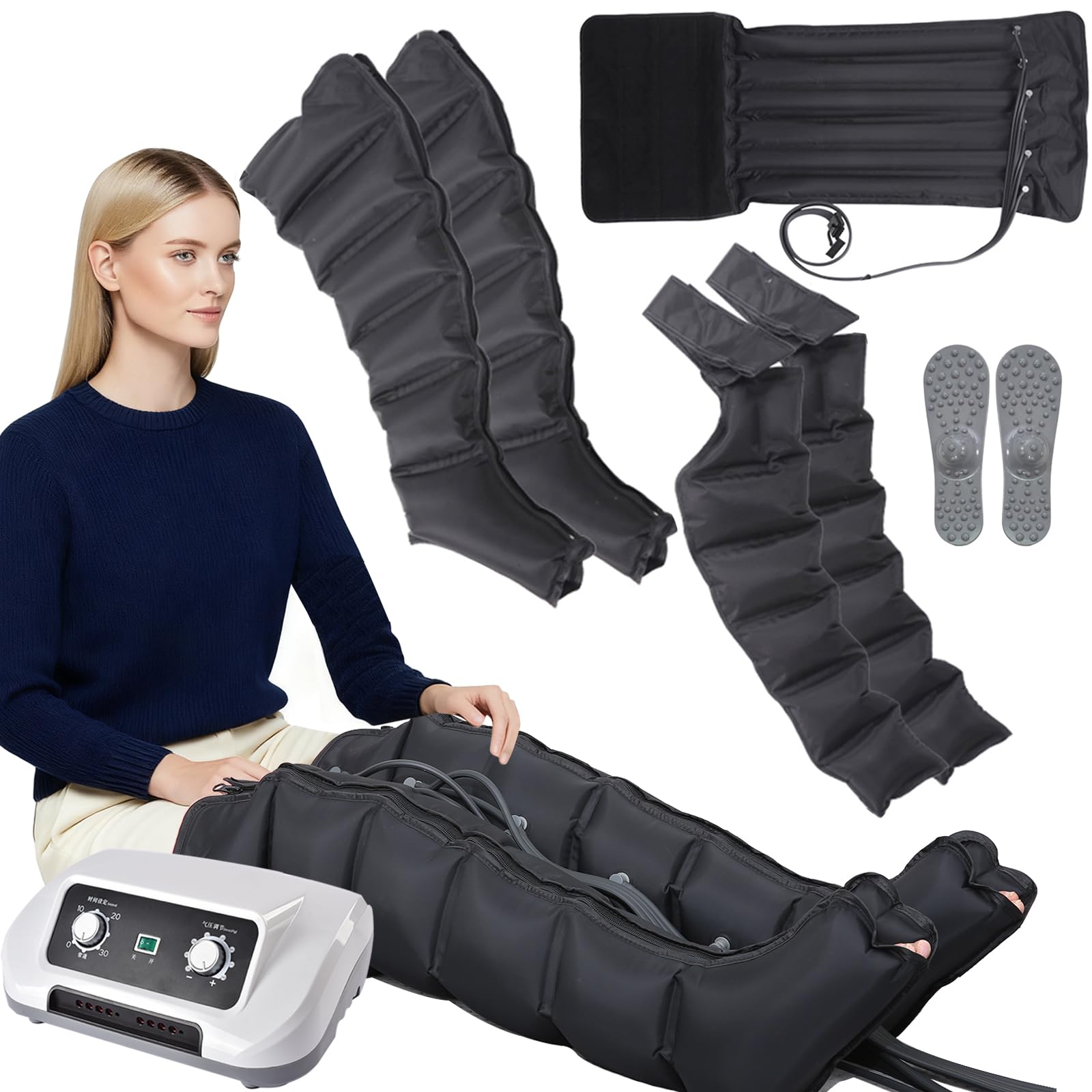 Pressoterapia Per Casa XXL Linfodrenaggio Gambe, Apparecchio Pressoterapia Linfodrenaggio Professionale, Macchinario Pressoterapia Gambe E Braccia Massaggiatore Gambes E Piedi Linfodrenante, 6 Cameres