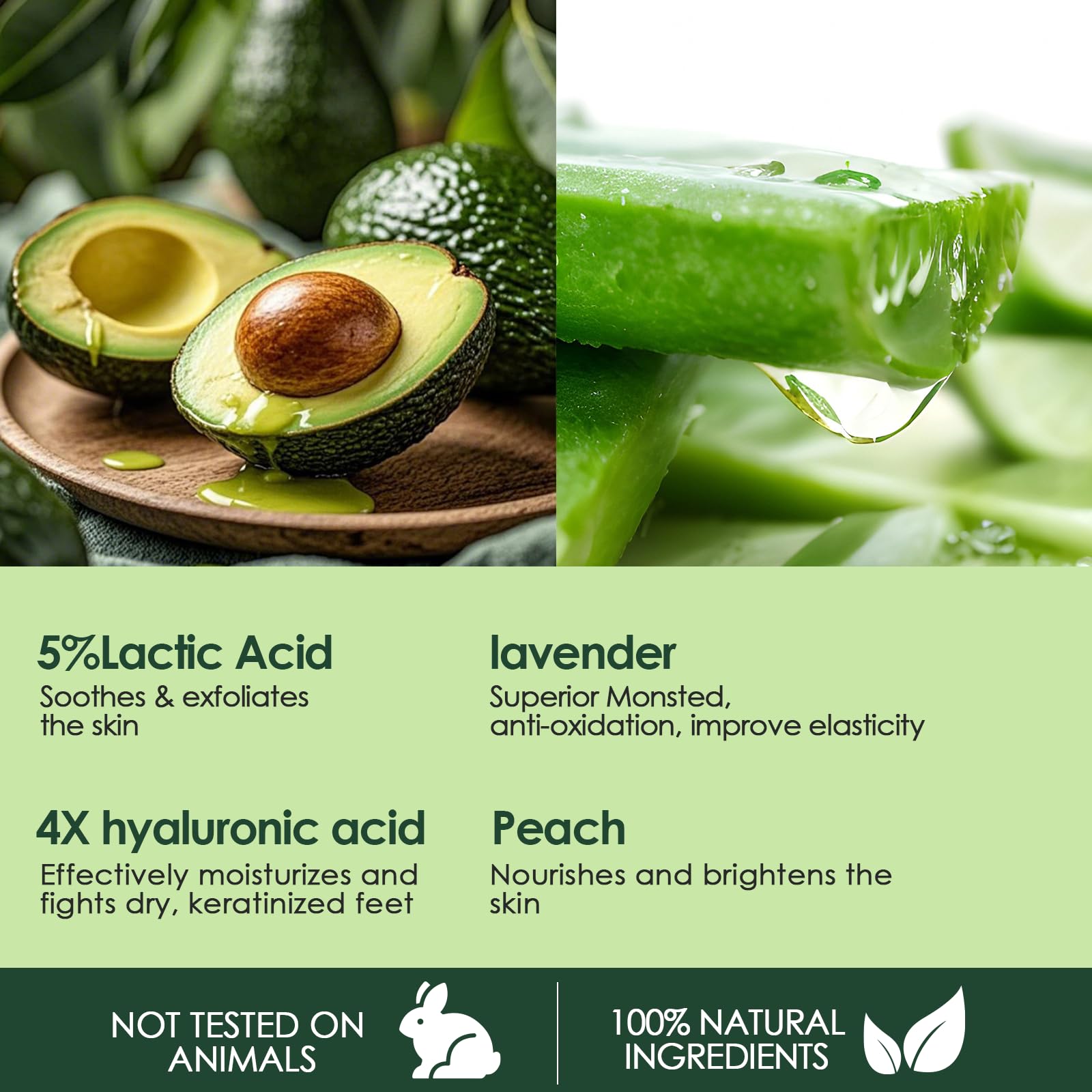 2 Paia Maschera Piedi Esfoliante, Rimuove Pelle Morta Ripara Talloni, Maschera idratante i piedi una pelle liscia per uomini e donne (Aloe Vera + Avocado)
