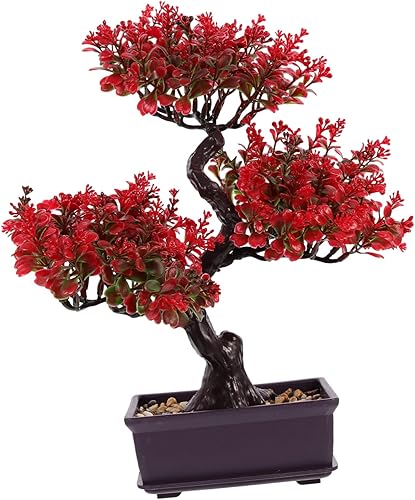 Vista 10 de Cabilock Árbol bonsái artificial, decoración de plantas de bonsái falsas en maceta, decoración de plantas de imitación de simulación, adorno de pino