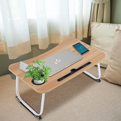 Miniatura 7 de Escritorio plegable para laptop soporte para laptop 236 pulgadas bandeja de cama portátil de escritorio de regazo con cajón de almacenamiento mesa