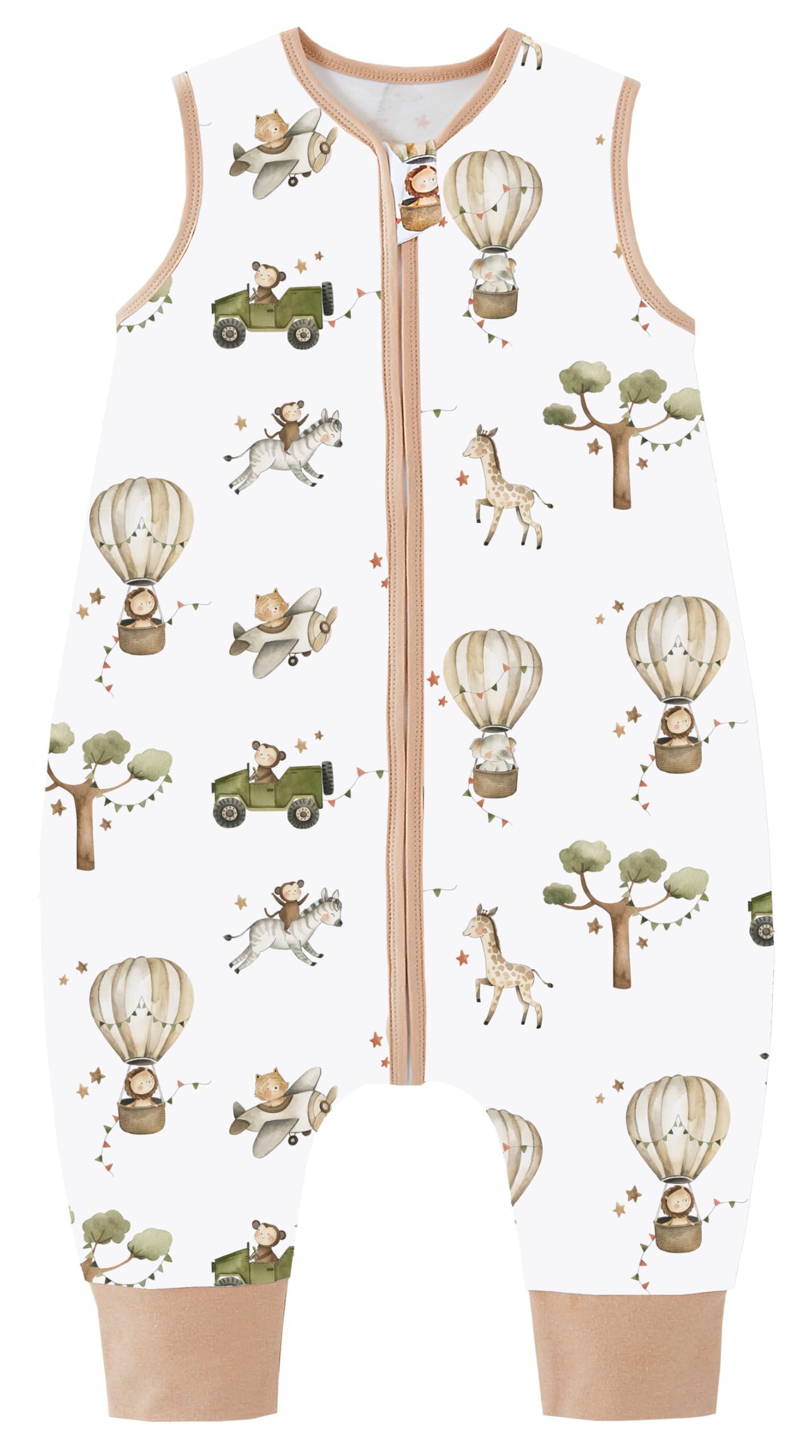 Chilsuessy Baby Schlafsack Sommer mit Füßen 0.5 Tog 100% Baumwolle Kinder Sommerschlafsack für Jungen und Mädchen, A - Heißluftballon, 100cm/Baby Höhe 110-120cm