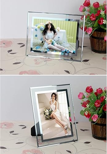 Miniatura 6 de ABAJI Marco de vidrio para fotos de alta transparencia, estilo vertical y horizontal para estante de escritorio y mesa de oficina, galería familiar