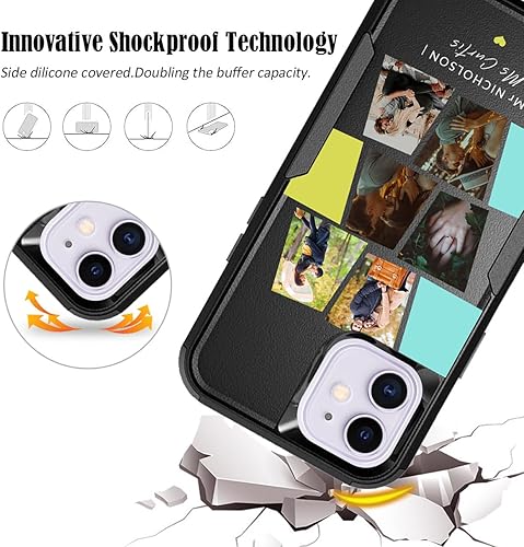 Vista 260 de Funda de fotos personalizada para Apple iPhone 11 Pro Max, patrón de collage a cuadros, personalizado para hacer imágenes en gruesa 3 híbrida Rosa